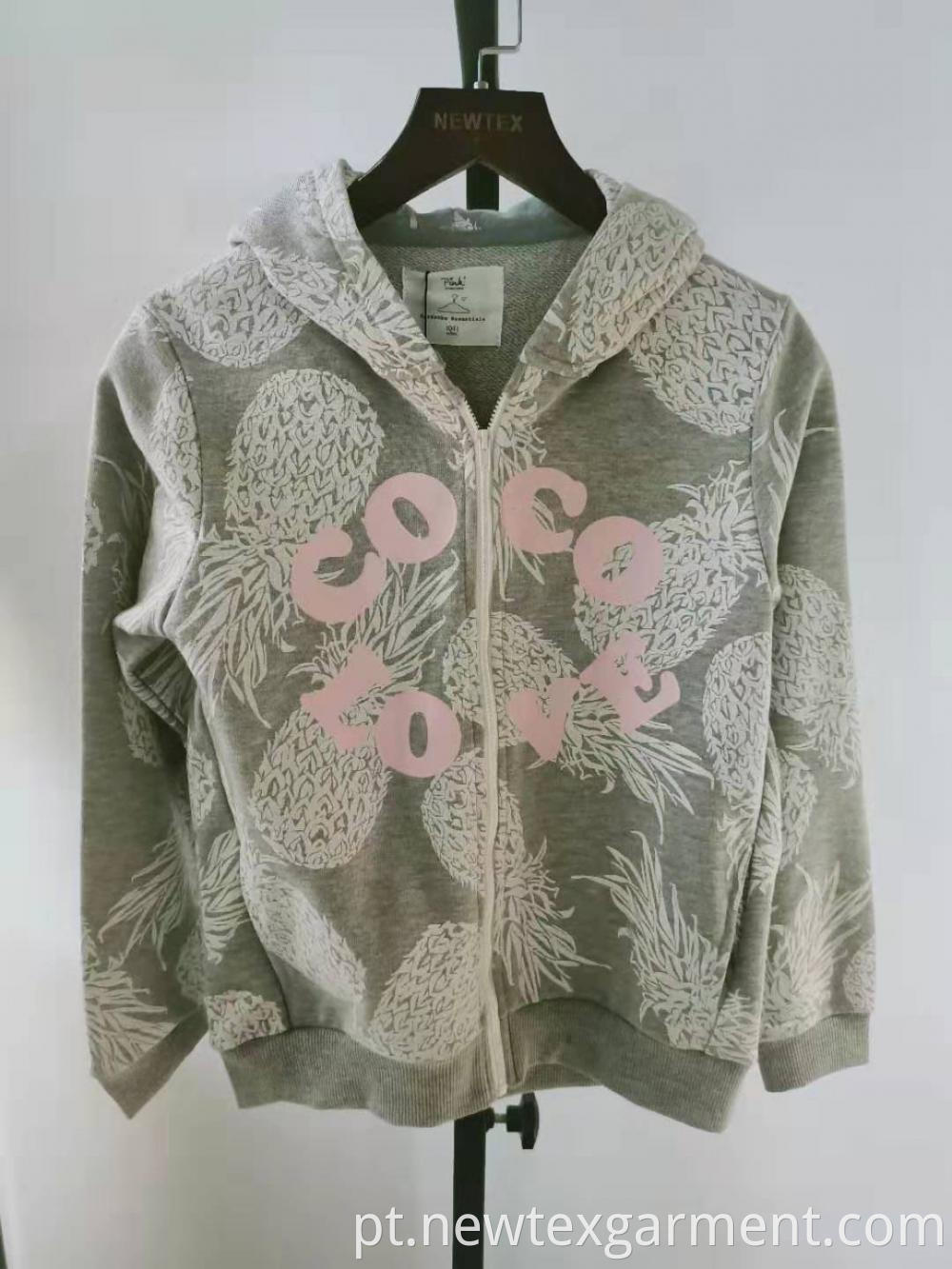 printed hooded girls jacket